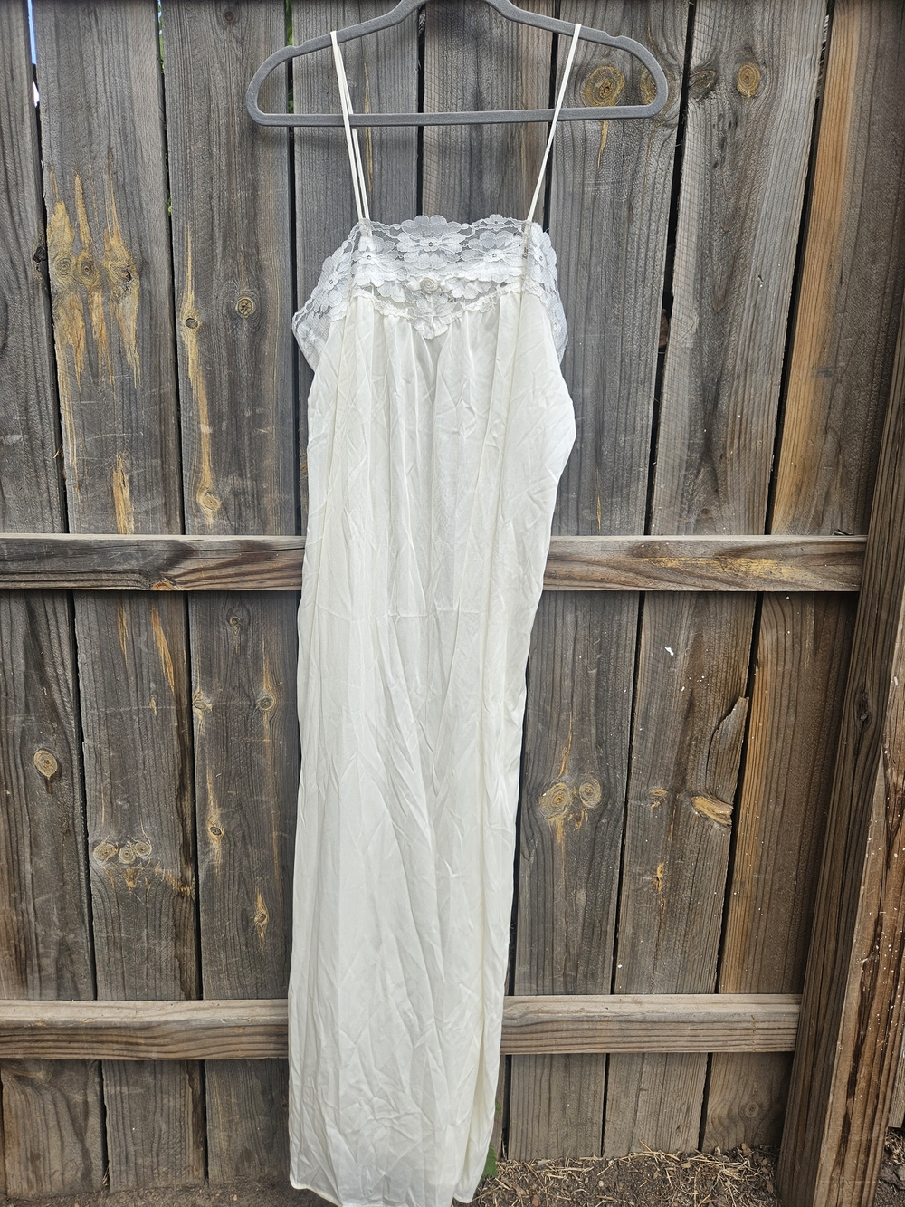 Sears Ivory Lace Trim Long Slip Nightgown